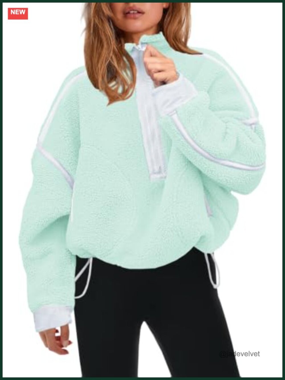 Half Zip Fleece Pullover Sherpa Jacket Polyester Blend